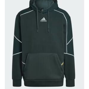Adidas Essentials Mens Large Reflect in the Dark Polar Fleece Hoodie Dark Green